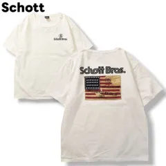ショット Schott DAMAGE AMERICAN FLAG Tシャツ クルーネック カットソー 星条旗 刺繍 デザイン XL ホワイト アメリカン カジュアル ウェア ストリート バイカー メンズ