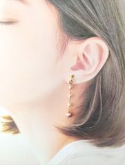 淡水パール　ピンク　４連イヤリング【６月誕生石】