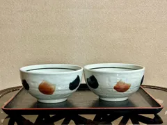 レトロ 水玉模様の陶器丼 5個セット ☆ルリ水玉陶器 - 昭和レトロショップすずらん堂