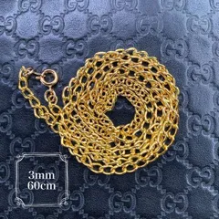 18K仕上げ メンズ ゴールド ネックレス ３ｍｍ 小豆チェーン ６０ｃｍ