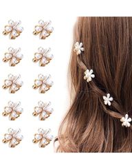 【在庫セール】ミニヘアクリップ ヘアピン 花 LIKENNY 前髪クリップ 真珠のヘアクリップ ヘアアクセサリー 可愛い 髪飾り バンスクリップ 髪留め 子供 誕生日 卒業式 入学式 結婚式 10個セット