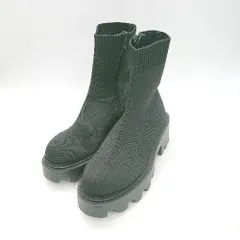 ■ ⊇ who's who Chico フーズフーチコ ストレッチ素材 厚底 ミドル ショートブーツ サイズ36 ブラック レディース E  【1503060006610】