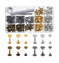 スタッズ 底鋲 180組 打ち具セット リベット レザークラフト パーツ ハンドメイド バッグ ベルト 丸形 6mm/ 8mm/12mm