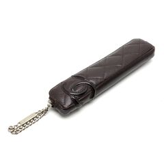 【楠本質店/元住吉】シャネル/CHANEL　ペンケース　カンボンライン　筆記用具　筆箱　ブラウン　ココマーク　マトラッセ　男女兼用【中古】