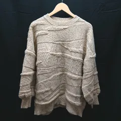 ◇ select MOCA セレクト モカ クルーネック　ケーブル　起毛　シンプル 長袖 ニット サイズF ベージュ系 レディース E  【1303090019259】