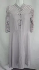 ◇ ⊂ merlot plus レーススリーブ チャイナボタン 長袖 ロング丈 ワンピース サイズ表記なし ラベンダー レディース E  【1408220060955】