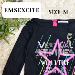 エムズエキサイト Tシャツ ブラック サイズM 七分丈 バーチカルストライプ