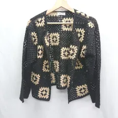 ◇ ⊇ SM2 サマンサ モスモス クロシェ編み 長袖 ニットカーディガン サイズF ブラック レディース E  【1502180079146】