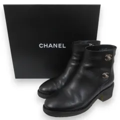 極美品 CHANEL シャネル ショートレザーブーツ 厚底　ブラック　定価30万 極美品 CHANEL シャネル ショートレザーブーツ 厚底 ブラック