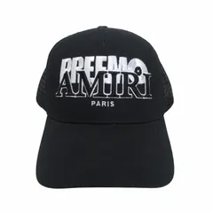 タグ付き アミリ AMIRI × DJ Premier Record プレミアレコード コラボ 23AW TRUCKER HAT  メッシュキャップ トラッカー ロゴ刺繡 黒 ブラック ☆AA★ 0507