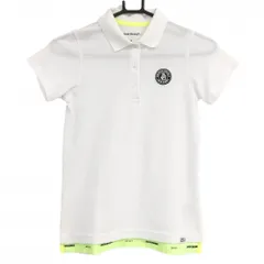 ジャックバニー 半袖ポロシャツ 白×ネオングリーン シリコンワッペン 後裾裏ロゴライン レディース 00(XS) ゴルフウェア Jack Bunny