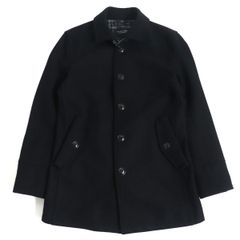 美品□バーバリーブラックレーベル　襟元ベルト付き　ロゴボタン　ミドル丈　ウールコート　ブラック　M　正規品