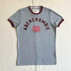 希少　アバクロンビー&フィッチ　ダメージ加工　リンガーTシャツ　ワッペンロゴ　グランジ　Y2K