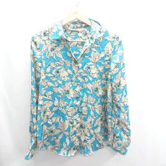 ◇ ⊂ Φ ZARA ザラ 花柄 サテン 長袖 ブラウス サイズXS ブルー系 レディース E  【1410100054459】