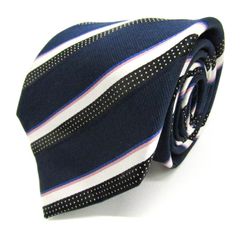 メイル&コー ブランド ネクタイ ストライプ柄 ドット シルク PO  メンズ ネイビー MALE & Co 【中古】
