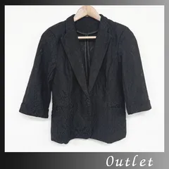 CAWAII ジャケット　肩パッド　シアーレース　ブラック　小柄　低身長　細身　7分袖　通勤着