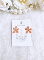 ワイヤーアート❁.*･ﾟお花耳飾り(strawberry pink)