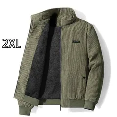 [2XL ]春 コーデ メンズ 用 服 シンプル ファッション オシャレ 大人 かっこいい 大きいサイズ ストリート 紳士服 ラムウール レトロ コーデュロイ 暖かい 綿 コート アーミーグリーン 