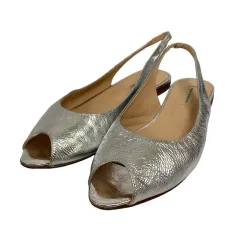 ファビオルスコーニ FABIO RUSCONI サンダル オープントゥ 無地 38 銀 シルバー レディース