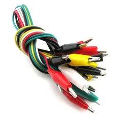 ワニ口クリップ線セット 　スプリングクリップ試験線 　バッテリークリップ5色ジャンパー線　 実験用パススルー線 　電子計測器用アクセサリー 10個セット (マルチカラー)