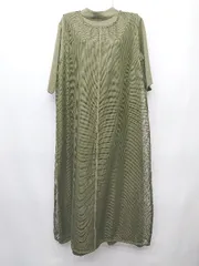 ◇ ◎●未使用●⊂ Rejoule タグ付き　メッシュベスト付き 半袖 ロング ワンピース サイズM カーキ レディース P  【1409250031540】