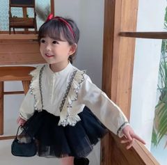 ＊韓国子供服 ＊ ガーリー フリル ブラウス 長袖 90 発表会 クリスマス