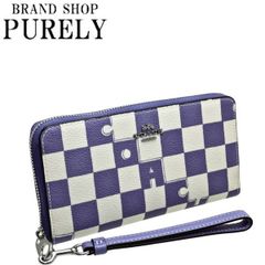 コーチ 財布 レディース COACH 長財布 チェッカーボード プリント ロング ジップ アラウンド ウォレット CR622 SVWPB ライトバイオレット×チョーク