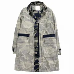 18aw サカイ sacai インサイドアウト ミリタリー カモフラ モッズ コート 迷彩 ロング ジャケット ブルゾン 18-01823M ランウェイ着用アイテム 1 グレー 紺 メンズ ◆11のサムネイル