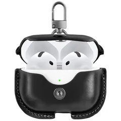 【新品】 YAODLE Airpods 3 ケース 第3世代 エアーポッズ3 ケース PU革 本革 イタリアンレザー エアーポッズ4用 カバー 高級 本革 PU革 全面保護 耐衝撃 前面LEDランプが見(ブラック) 0