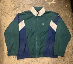 90s Nike(ナイキ） ウインドブレーカー グリーン/ネイビー カラー ブロック