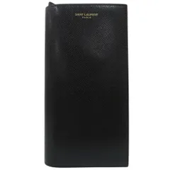 美品 サンローランパリ ロゴ 小銭入れ付き コンチネンタルウォレット 長財布 396308 H3Z2W 1000 レザー ブラック 1180 SAINT LAURENT PARIS