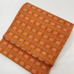 名古屋帯 間道格子 全通 織り出し 京袋帯 正絹 着物 MA-568