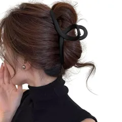 ヘアクリップ 大きめ バンスクリップ 髪留め クリップ しっかりとまる 可愛い 黒 おしゃれ エレガント 軽量13cm ロングヘア セミロング 韓国風 (ブラック) [ブラック]