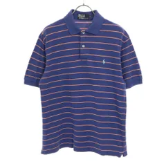 ポロバイラルフローレン ボーダー 半袖 ポロシャツ M ブルー系 Polo by Ralph Lauren 鹿の子 メンズ