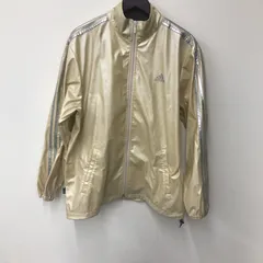 M10064 adidas アディダス サウナスーツ 上 スポーツウェア ベージュ系 Lサイズ ポリエステル メンズ スリーライン ジッパー 裾絞り付