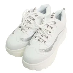 【美品】 EDGE エッジ 通年 ラメ★ 厚底 スニーカー チャンキーソール シューズ Sz.4L レディース 白