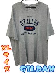 GILDAN　メンズ　半袖Tシャツ　英字プリント　ウルトラコットン　ゆったりめ　XLサイズ　グレー　使用感あり　U-441