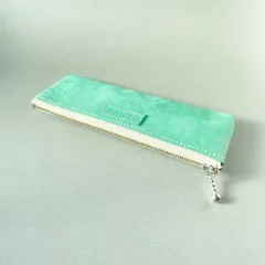 【☆】イタリアンレザー　ペンケース　春色　アクア②　マヤベリー　(出品番号46)