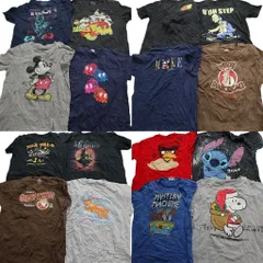 古着卸 まとめ売り キャラクター 半袖Tシャツ 16枚セット (メンズ XL ) スヌーピー ミッキー スペースジャム パックマン 中古 古着 MZ0241