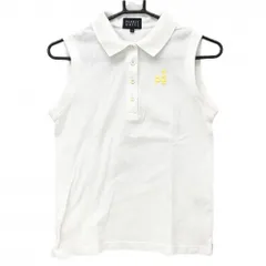 パーリーゲイツ ノースリーブポロシャツ 白 ロゴイエロー  レディース 0(S) ゴルフウェア PEARLY GATES