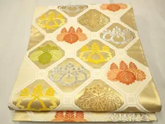 袋帯【白綾苑大庭】正絹 六通柄 市松に華紋 金色 仕立て上がり フォーマル 袋帯【白綾苑大庭】正絹 六通柄 市松に華紋 濃紫 金色 仕立て