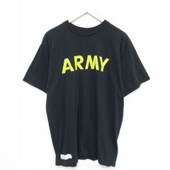 XL/古着 半袖 Tシャツ メンズ ミリタリー アーミー ARMY クルーネック 黒 ブラック 25may21 中古