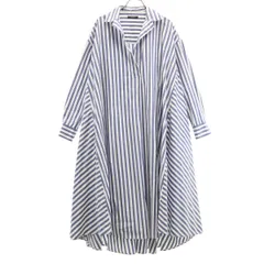 JOURNAL STANDARD ジャーナルスタンダード ストライプ柄 長袖 Vネック シャツワンピース ホワイト レディース 古着