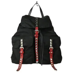 ほぼ新品 プラダ バックパック リュック 1BZ811 ブラック ミディアム ブラック ポーチ付 ミディアム Re-Nylon バックパック | PRADA