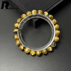 【限定一点】 上品 EU製 ★ROBEAN・太陽花タイチンルチル★黄金針水晶 金運 開運 ゴールド ブレスレット パワーストーン プレゼント1 ギフト 8.3-8.7mm D0625662