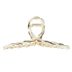 【A：ゴールド×ワンサイズ】[Cream dot. クリームドット公式] ヘアアクセサリー レディース バンスクリップ ヘアクリップ 大きめ ボリューム パール ビジュー ツイスト ひねり しっかり留まる 髪留め まとめ髪 毛量 多い 多毛 大人