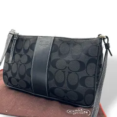 良品 953 コーチ ショルダーバッグ シグネチャー キャンバス レザー 黒