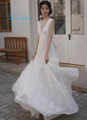 ウエディングドレス 袖なし ノースリーブ ロング丈 バックリボン 背中あき 3L バックオープン 可愛い 4L 大きいサイズ 白 フAライン 小さいサイズ ant4y728625