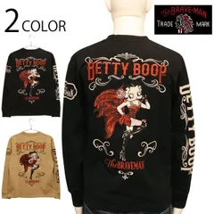 THE BRAVEMAN × BETTY BOOP カーニバル ベティ 柄  刺繍 天竺 長袖 Tシャツ （ BBB-2402 ） THE BRAVEMAN × BETTY BOOP 天竺 長袖 Tシャツ カットソー ベティ ブープ コラボ カーニバル 衣装