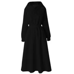☆ ブラック ☆ Lサイズ ☆ ロングワンピース konepiece54 ロングワンピース 冬 ルームウェア ワンピ ロングワンピ ホームウェア トレーナー Aラインスカート Aライン ロング丈 ロング フード付き フード ゆったり 体型カバー きれいめ